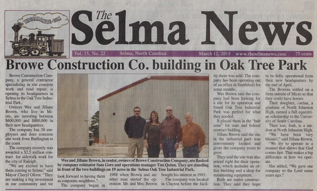 Browe Construction builds new facility headquarters Selma